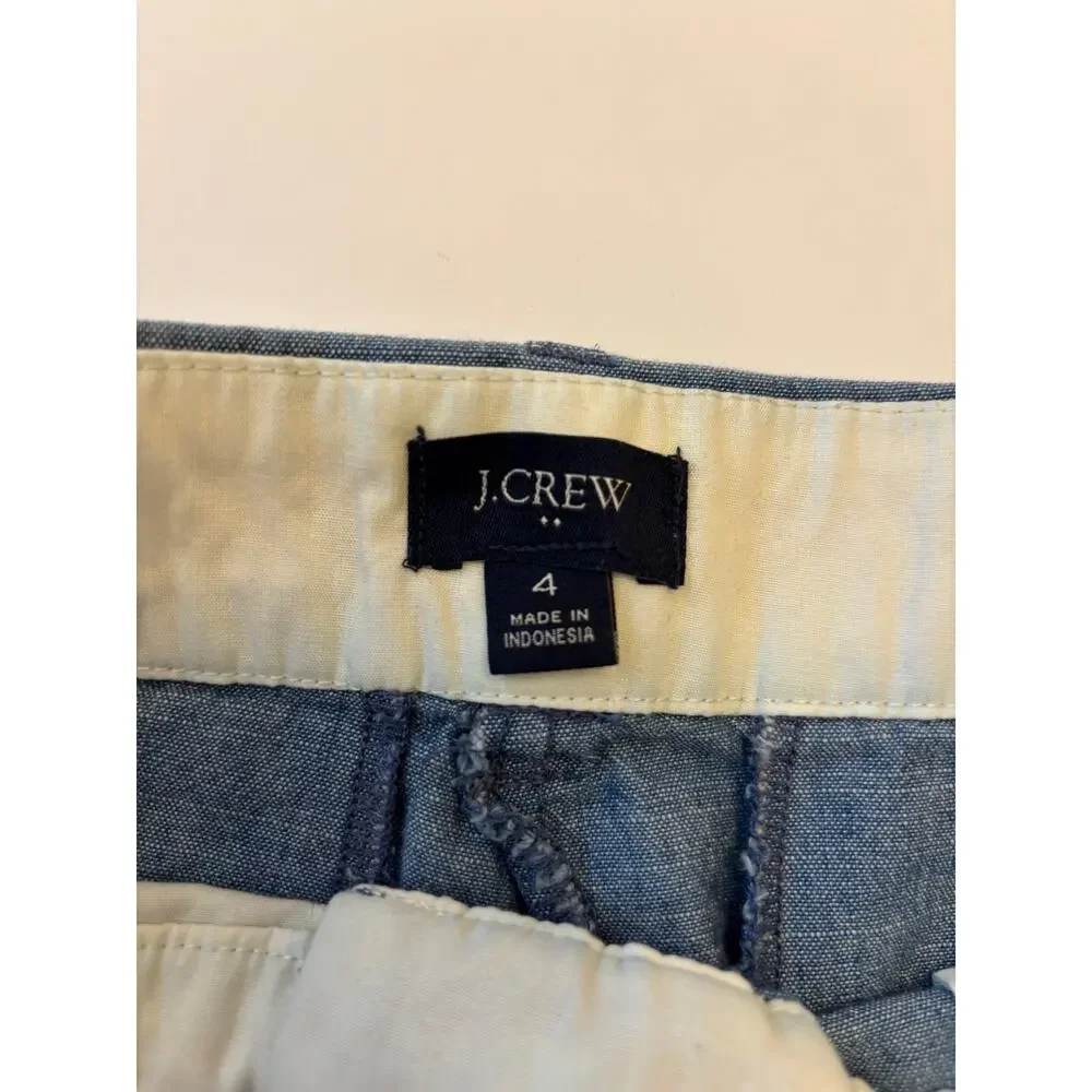 J.Crew Womens Size 4 Blue Chambray Shorts 100% Cotton Casual Preppy